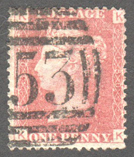 Great Britain Scott 33 Used Plate 130 - KK - Click Image to Close